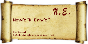 Novák Ernő névjegykártya